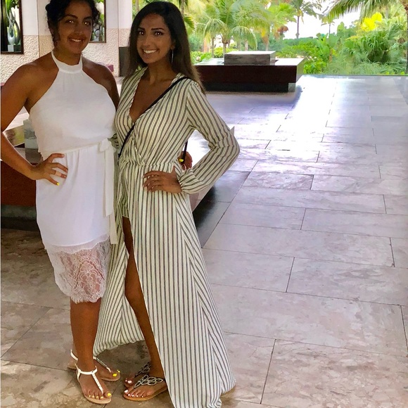 Black and white striped summer dress with built in shorts - Picture 1 of 3